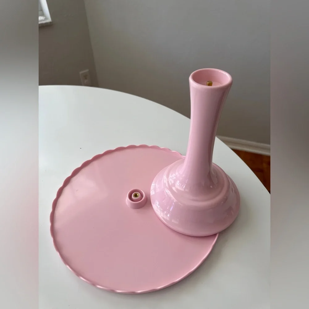 NEW Cupcakes & Cashmere Pink Scalloped Cake Stand melamine party decor 10.5”